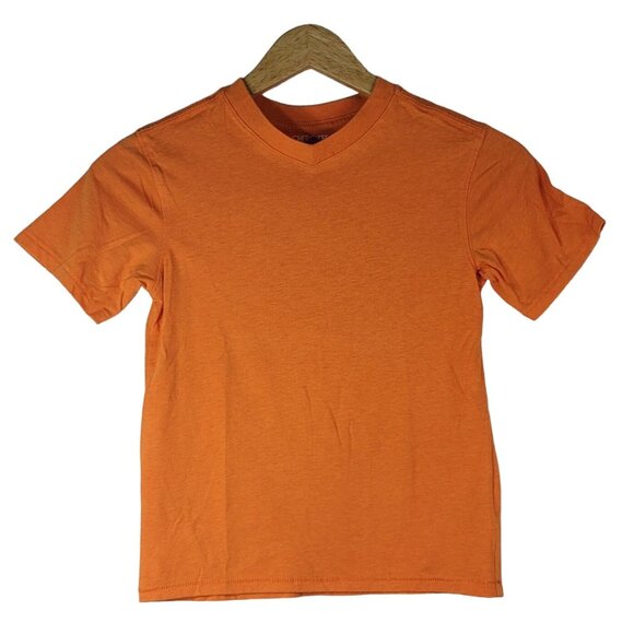 2/$15 Cherokee Boys Solid T Shirt Orange Size 6 Small V Neck Layer Short Sleeve - Picture 1 of 7